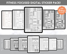 Load image into Gallery viewer, Digital FITNESS planner, GoodNotes Fitness Planner, Fitness Journal, Weight Loss Tracker, UNDATED iPad Workout Planner, Wellness Template | Mono
