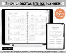 Load image into Gallery viewer, Digital FITNESS planner, GoodNotes Fitness Planner, Fitness Journal, Weight Loss Tracker, UNDATED iPad Workout Planner, Wellness Template | Mono
