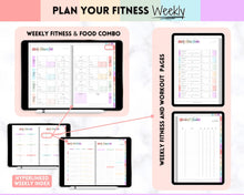 Load image into Gallery viewer, Digital FITNESS planner, GoodNotes Fitness Planner, Fitness Journal, Weight Loss Tracker, UNDATED iPad Workout Planner, Wellness Template | Pastel Rainbow
