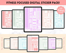 Load image into Gallery viewer, Digital FITNESS planner, GoodNotes Fitness Planner, Fitness Journal, Weight Loss Tracker, UNDATED iPad Workout Planner, Wellness Template | Pastel Rainbow
