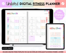 Load image into Gallery viewer, Digital FITNESS planner, GoodNotes Fitness Planner, Fitness Journal, Weight Loss Tracker, UNDATED iPad Workout Planner, Wellness Template | Pastel Rainbow
