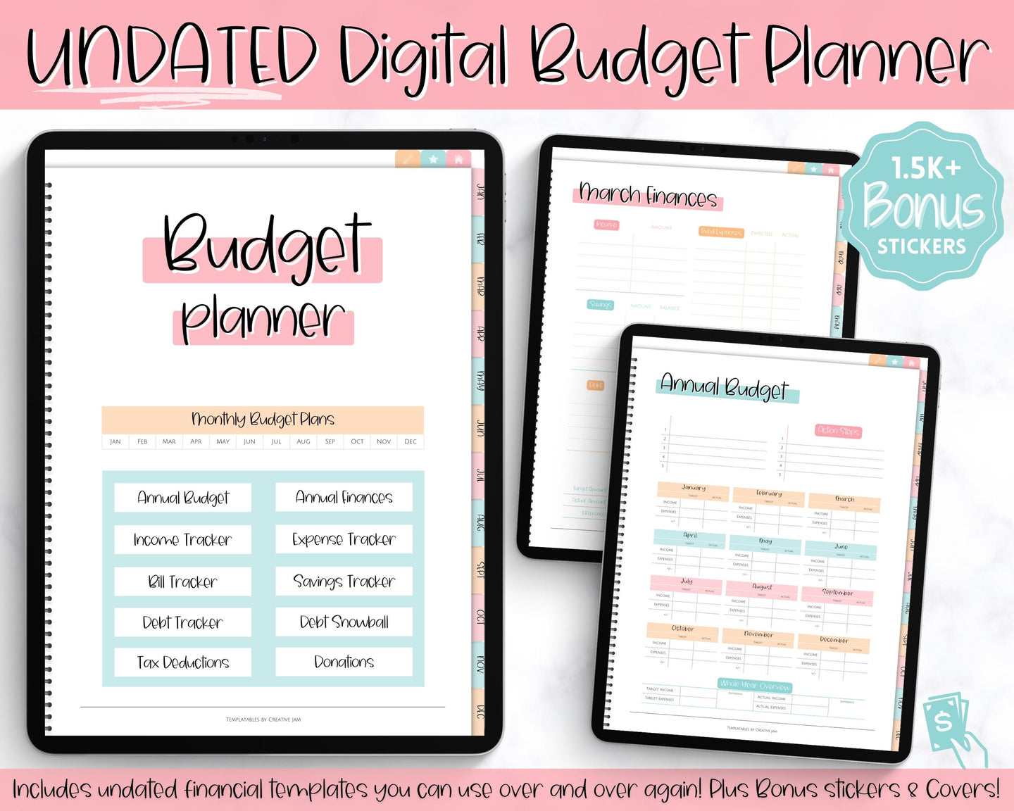 UNDATED Digital Budget Planner for GoodNotes | Digital iPad Finance Planner | Colorful Sky