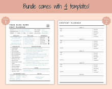 Load image into Gallery viewer, EDITABLE Blog Post Planner Templates! Blogger Bundle! Blog Planner, Content Strategy, Blogging Kit, Content Creator, Social Media
