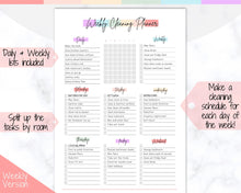 Load image into Gallery viewer, EDITABLE Cleaning Planner, EDITABLE Cleaning Checklist, Cleaning Schedule, Weekly House Chores, Clean Home Routine, Monthly Cleaning List | Colorful

