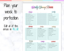 Load image into Gallery viewer, EDITABLE Cleaning Planner, EDITABLE Cleaning Checklist, Cleaning Schedule, Weekly House Chores, Clean Home Routine, Monthly Cleaning List | Colorful
