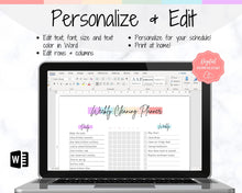 Load image into Gallery viewer, EDITABLE Cleaning Planner, EDITABLE Cleaning Checklist, Cleaning Schedule, Weekly House Chores, Clean Home Routine, Monthly Cleaning List | Colorful
