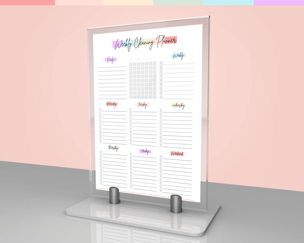 Editable Cleaning Planner | Rainbow Cleaning Checklist Planner