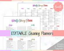Load image into Gallery viewer, EDITABLE Cleaning Planner, EDITABLE Cleaning Checklist, Cleaning Schedule, Weekly House Chores, Clean Home Routine, Monthly Cleaning List | Colorful
