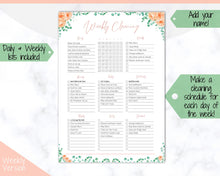 Load image into Gallery viewer, EDITABLE Cleaning Planner, EDITABLE Cleaning Checklist, Cleaning Schedule, Weekly House Chores, Clean Home Routine, Monthly Cleaning List | Flower
