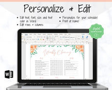 Load image into Gallery viewer, EDITABLE Cleaning Planner, EDITABLE Cleaning Checklist, Cleaning Schedule, Weekly House Chores, Clean Home Routine, Monthly Cleaning List | Flower
