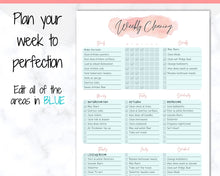 Load image into Gallery viewer, EDITABLE Cleaning Planner, EDITABLE Cleaning Checklist, Cleaning Schedule, Weekly House Chores, Clean Home Routine, Monthly Cleaning List | Pink
