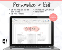 Load image into Gallery viewer, EDITABLE Cleaning Planner, EDITABLE Cleaning Checklist, Cleaning Schedule, Weekly House Chores, Clean Home Routine, Monthly Cleaning List | Pink
