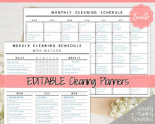 Load image into Gallery viewer, EDITABLE Cleaning Planner, EDITABLE Cleaning Checklist, Cleaning Schedule, Weekly House Chores, Clean Home Routine, Monthly Cleaning List | Style 1
