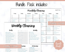 Load image into Gallery viewer, EDITABLE Cleaning Planner, EDITABLE Cleaning Checklist, Cleaning Schedule, Weekly House Chores, Clean Home Routine, Monthly Cleaning List | Style 2
