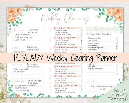 EDITABLE Cleaning Schedule, FLYLADY Daily Routine, Cleaning Checklist, Cleaning Planner, Weekly House Chore, Control Journal, Fly Lady Zones | Landscape & Portrait - Flower