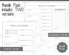 Load image into Gallery viewer, EDITABLE Cleaning Schedule, FLYLADY Daily Routine, Cleaning Checklist, Cleaning Planner, Weekly House Chore, Control Journal, Fly Lady Zones | Landscape &amp; Portrait - Mono
