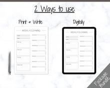 Load image into Gallery viewer, EDITABLE Cleaning Schedule, FLYLADY Daily Routine, Cleaning Checklist, Cleaning Planner, Weekly House Chore, Control Journal, Fly Lady Zones | Landscape &amp; Portrait - Mono
