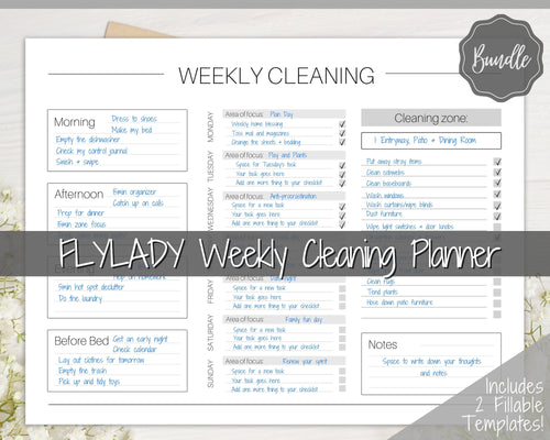 EDITABLE Cleaning Schedule, FLYLADY Daily Routine, Cleaning Checklist, Cleaning Planner, Weekly House Chore, Control Journal, Fly Lady Zones | Landscape & Portrait - Mono