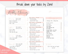 Load image into Gallery viewer, EDITABLE Cleaning Schedule, FLYLADY Daily Routine, Cleaning Checklist, Cleaning Planner, Weekly House Chore, Control Journal, Fly Lady Zones | Landscape &amp; Portrait - Pink
