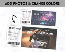 Load image into Gallery viewer, EDITABLE Concert Ticket Template, Surprise Getaway gift, Invitation, Birthday for her, Anniversary Gift for him, Musical Event, Theatre Show | Style 3
