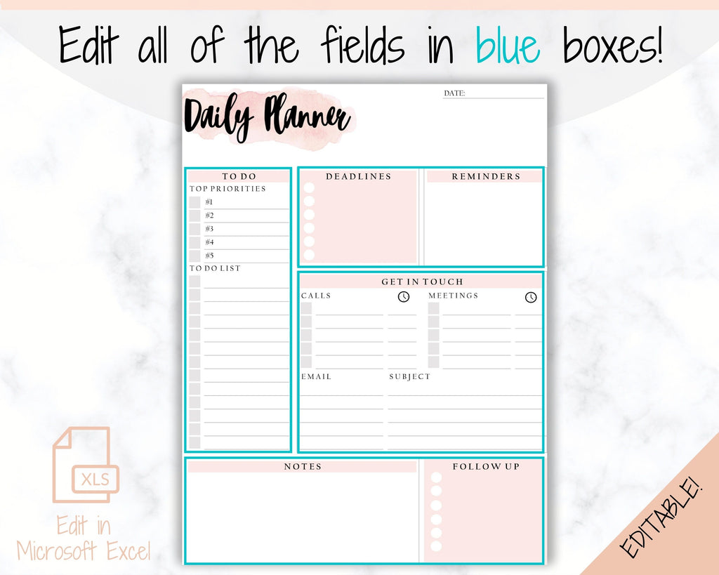 To Do List | Printable Productivity Day Planner | Daily Planner