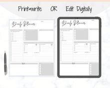 Load image into Gallery viewer, EDITABLE DAILY PLANNER | To Do List | Printable Productivity Day Planner for Work | Work Day Diary Insert | Template | Pdf, Excel | Organize
