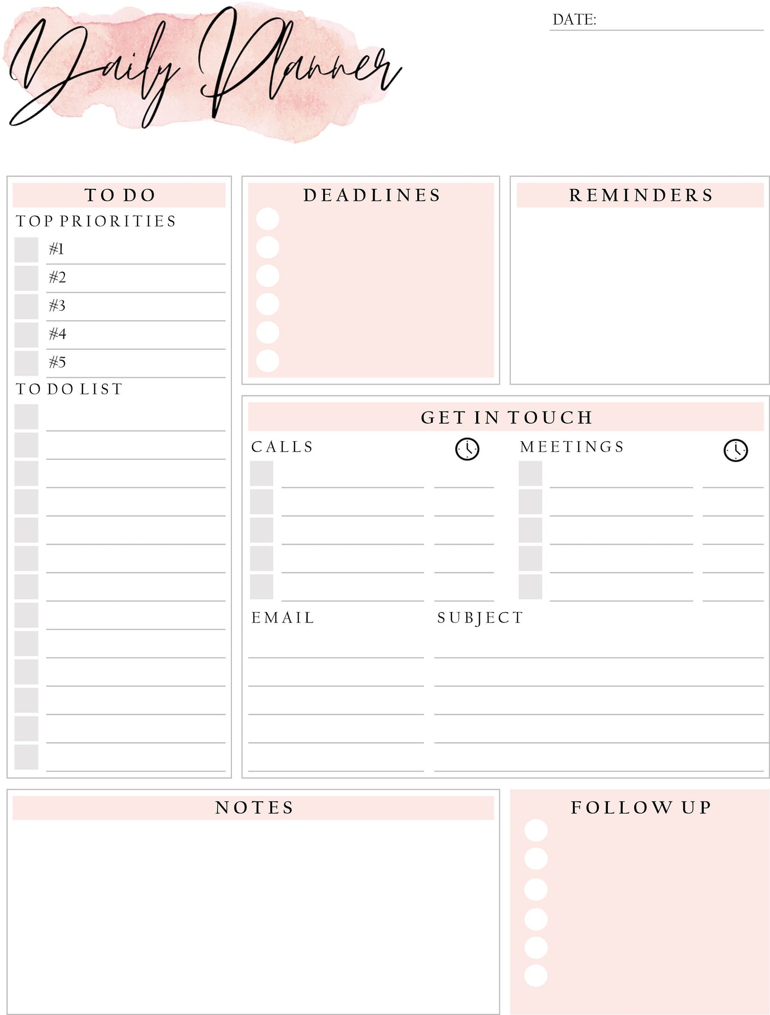 EDITABLE DAILY PLANNER, To Do List