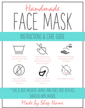 Load image into Gallery viewer, EDITABLE Face Mask LABEL Care Card, How to Handle Order Card, Face Mask Instructions, Business Labels, Face Mask Seller, Package Label Tag | Multicolor Bundle
