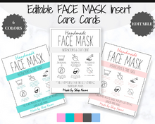 Load image into Gallery viewer, EDITABLE Face Mask LABEL Care Card, How to Handle Order Card, Face Mask Instructions, Business Labels, Face Mask Seller, Package Label Tag | Multicolor Bundle
