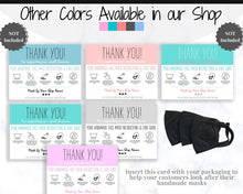 Load image into Gallery viewer, EDITABLE Face Mask Label Care Card, THANK YOU for Your Order Card, Face Mask Instructions, Business Labels, Mask Seller, Package Label Tag | Mono Style 2
