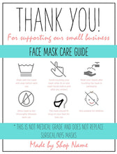 Load image into Gallery viewer, EDITABLE Face Mask Label Care Card, THANK YOU for Your Order Card, Face Mask Instructions, Business Labels, Mask Seller, Package Label Tag | Multicolor Bundle
