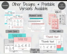 Load image into Gallery viewer, EDITABLE Face Mask Label Care Card, THANK YOU for Your Order Card, Face Mask Instructions, Business Labels, Mask Seller, Package Label Tag | Multicolor Bundle
