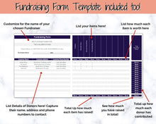 Load image into Gallery viewer, EDITABLE Fundraiser Order Form, Automated Charitable Donation &amp; Fundraising Tracker, Spreadsheet, Silent Auction Bidding Sheet Template
