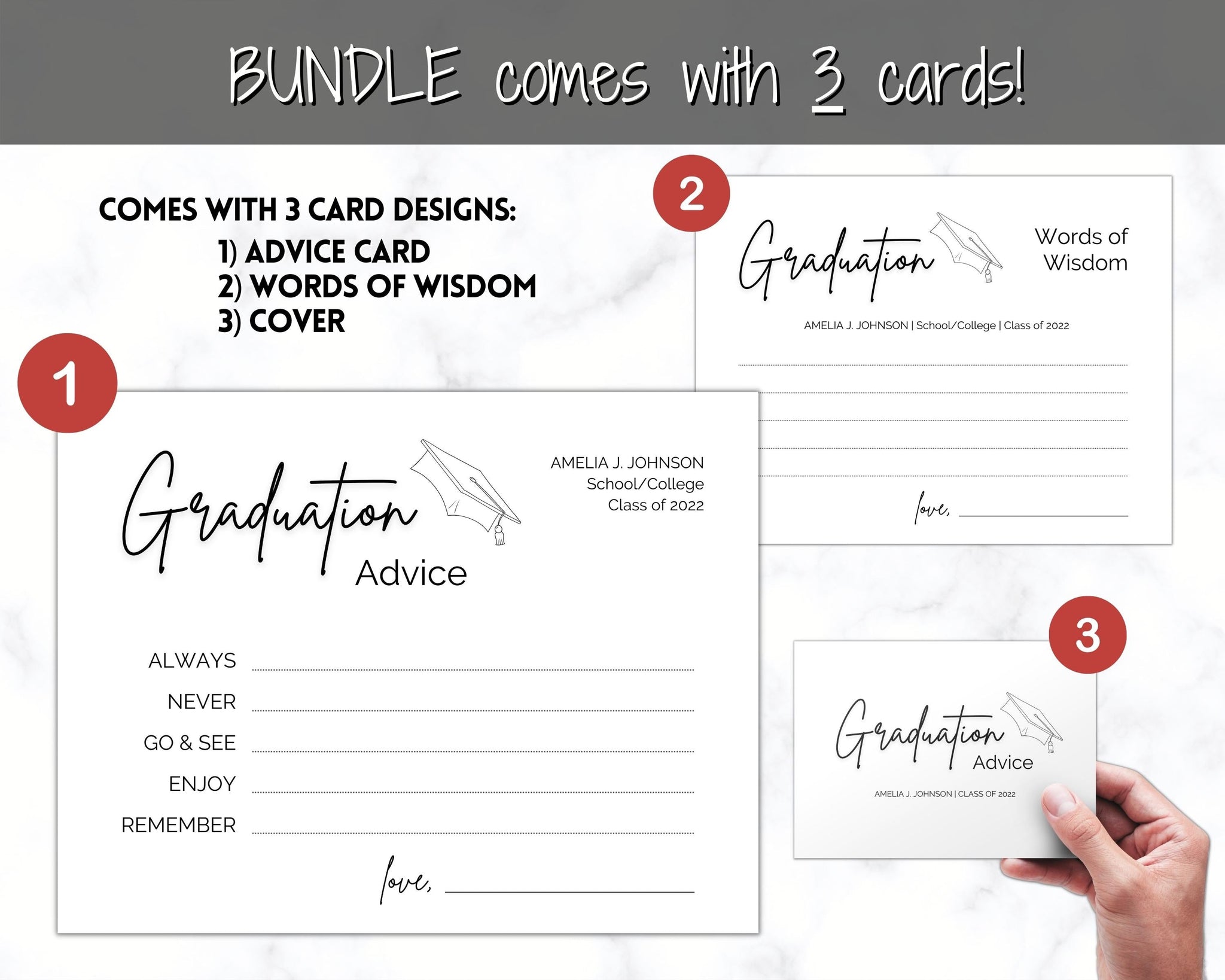 grad party advice cards Editable Graduation Advice & Wishes Card