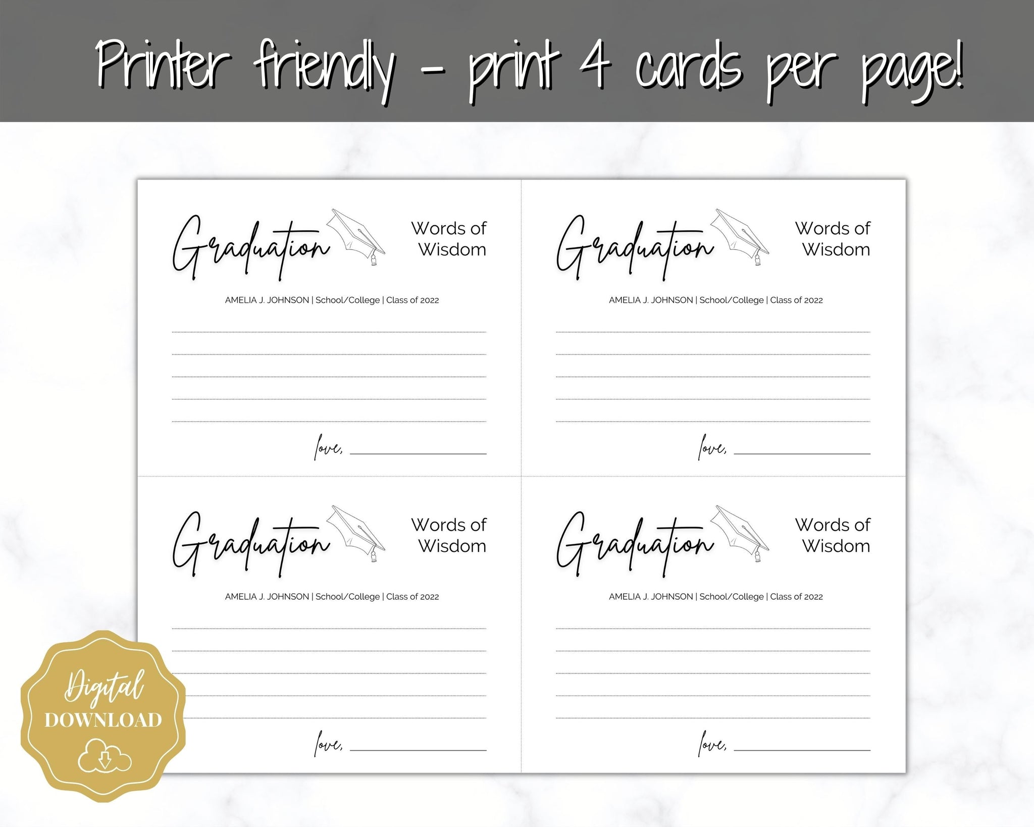 grad party advice cards Editable Graduation Advice & Wishes Card