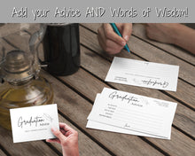 Load image into Gallery viewer, EDITABLE Graduation Advice &amp; Wishes Card, Words of Wisdom, Advice Poster Template, Graduate Party, College, High School Grad, Class of 2022 - ADD YOUR NAME
