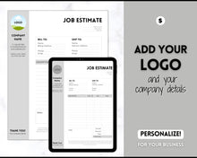 Load image into Gallery viewer, EDITABLE Job Estimate Template, Editable Small Business Template, Invoice Order, Job Estimate Form, Word, Canva, Google Docs, Quote, Proposal | Stripe
