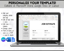 Load image into Gallery viewer, EDITABLE Job Estimate Template, Editable Small Business Template, Invoice Order, Job Estimate Form, Word, Canva, Google Docs, Quote, Proposal | Stripe
