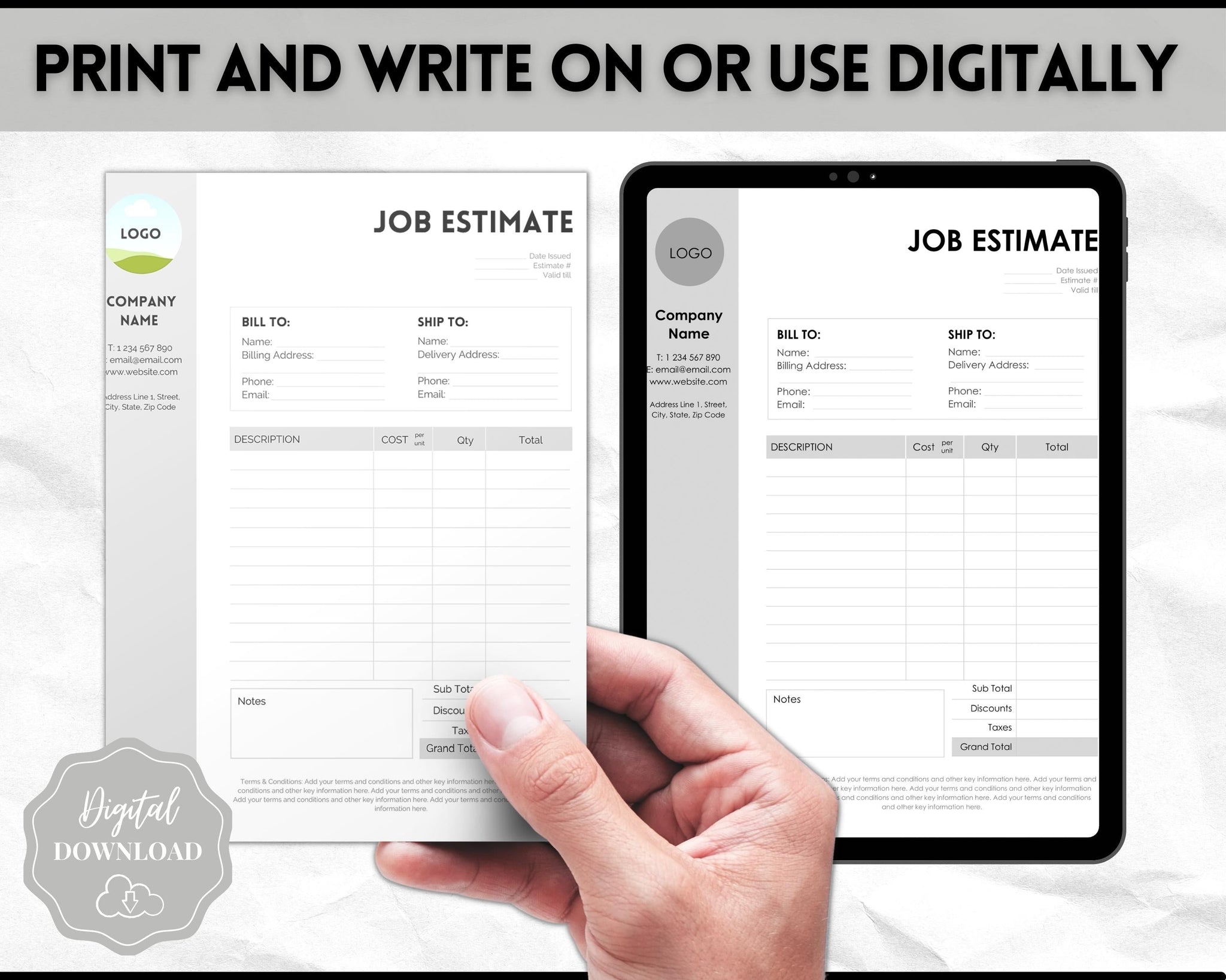 Job Estimate Template - Business Quote Proposal Form