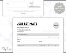 Load image into Gallery viewer, EDITABLE Job Estimate Template, Small Business Template, Invoice Order, Job Estimate Form, Word, Canva, Google Docs, Quote, Proposal
