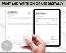 Load image into Gallery viewer, EDITABLE Job Estimate Template, Small Business Template, Invoice Order, Job Estimate Form, Word, Canva, Google Docs, Quote, Proposal
