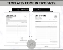 Load image into Gallery viewer, EDITABLE Job Estimate Template, Small Business Template, Invoice Order, Job Estimate Form, Word, Canva, Google Docs, Quote, Proposal
