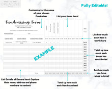Load image into Gallery viewer, EDITABLE Kids Fundraising Form | Fundraiser | Charitable Donation Tracker | Order Schedule | Silent Auction Bidding Sheet | Raise Money
