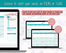 Load image into Gallery viewer, EDITABLE Monthly Calendar, Monthly Planner Template, Automated Spreadsheet, Google Sheets, Excel, Annual, To Do List, Undated Schedule - Teal
