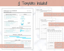 Load image into Gallery viewer, EDITABLE Project Planner! Printable Template BUNDLE, Work, Business, Student, Academic, Goal Planner, Gantt Timeline, Productivity Tracker
