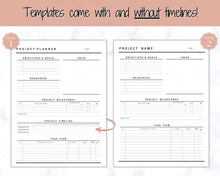 Load image into Gallery viewer, EDITABLE Project Planner! Printable Template BUNDLE, Work, Business, Student, Academic, Goal Planner, Gantt Timeline, Productivity Tracker
