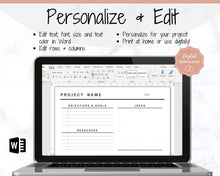 Load image into Gallery viewer, EDITABLE Project Planner! Printable Template BUNDLE, Work, Business, Student, Academic, Goal Planner, Gantt Timeline, Productivity Tracker
