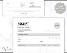 Load image into Gallery viewer, EDITABLE Receipt Template, Receipt Form, Small Business, Invoice Order, Job Estimate Form, Word, Canva, Google Docs, Quote, Proposal
