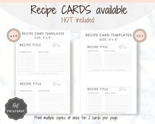 Load image into Gallery viewer, EDITABLE Recipe Book template, Recipe Sheet Template, Recipe Cards, Minimal Recipe Binder, 8.5x11 Printable Farmhouse, Food Planner Journal - Yu Font
