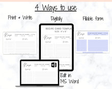 Load image into Gallery viewer, EDITABLE Recipe Card template, Recipe Template, Recipe Cards Printable, Simple, Retro, 4x6, Insert, Minimal, Sheet, Recipe Box, Sheet, Book | Style 1
